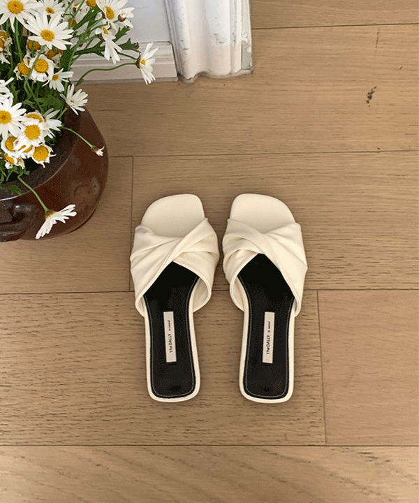 드레이프 꼬임 샌들 슬리퍼 shoes (2color)